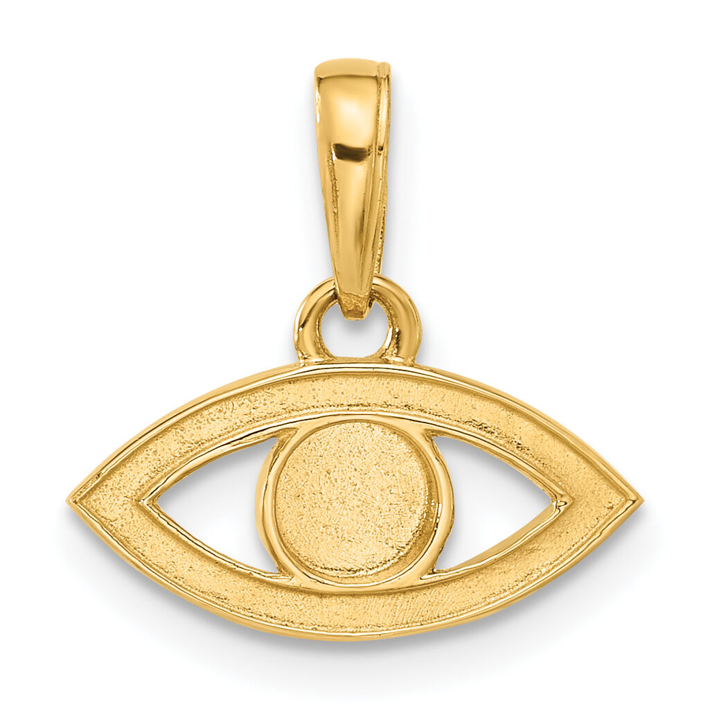 14K and White Rhodium D/C Evil Eye Pendant-C4895