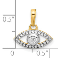 14K and White Rhodium D/C Evil Eye Pendant-C4895