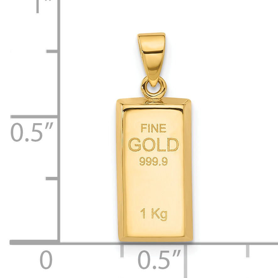 14K Polished Gold Bar Pendant-C4896