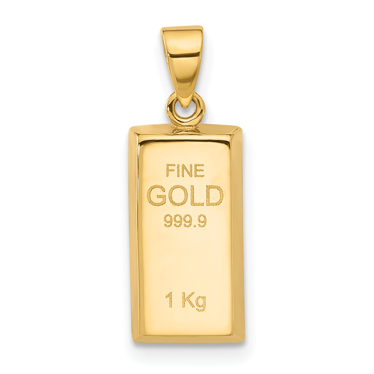 14K Polished Gold Bar Pendant-C4896