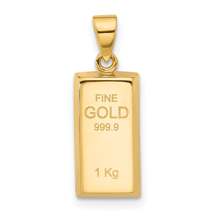 14K Polished Gold Bar Pendant-C4896