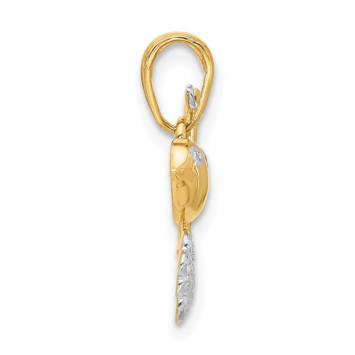 14K and White Rhodium D/C Bird on Branch Pendant-C4899