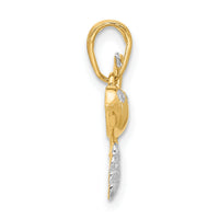 14K and White Rhodium D/C Bird on Branch Pendant-C4899