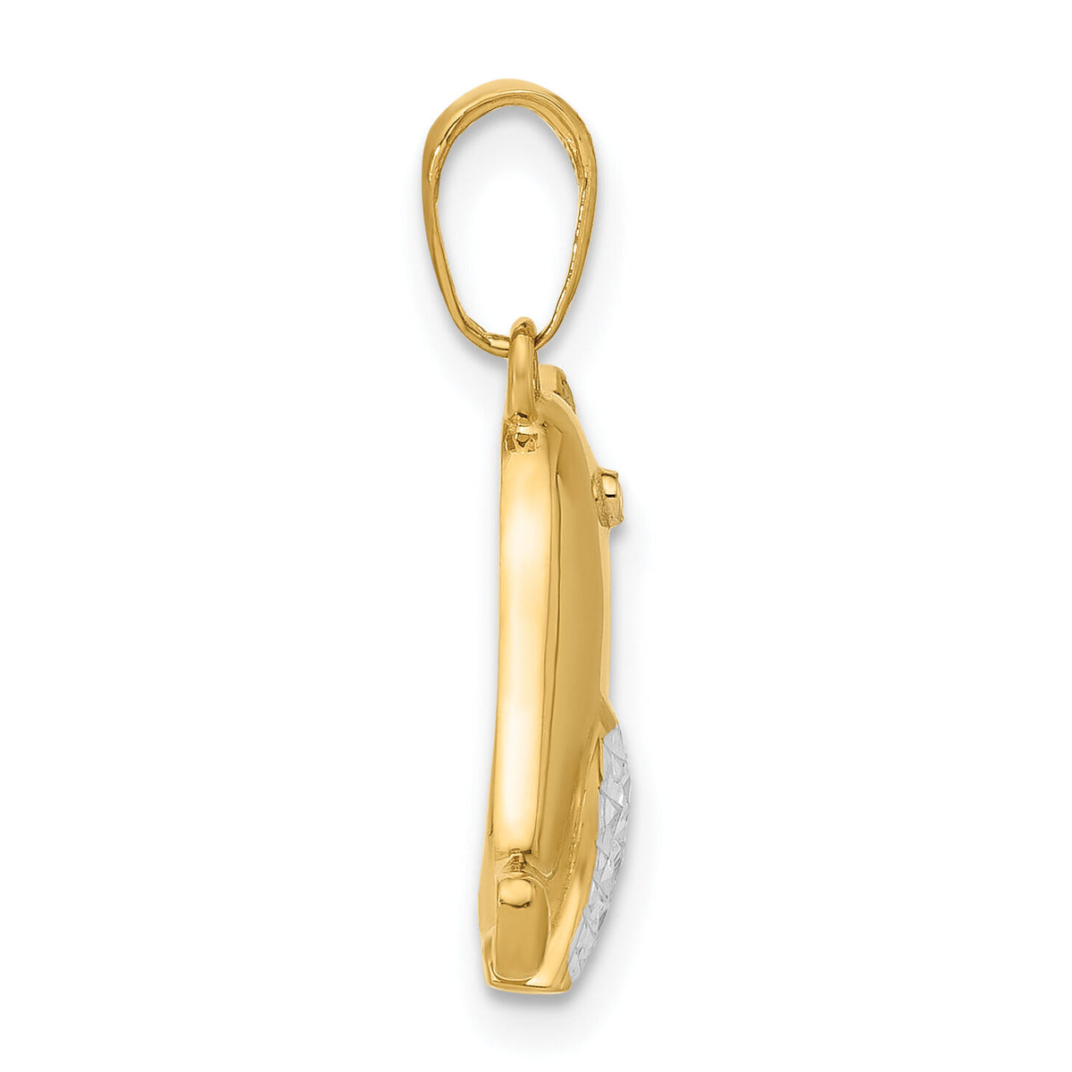 14K and White Rhodium D/C Bird Pendant-C4900