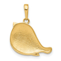 14K and White Rhodium D/C Bird Pendant-C4900