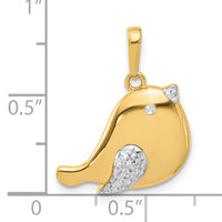 14K and White Rhodium D/C Bird Pendant-C4900