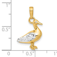 14K and White Rhodium D/C 3D Duck Pendant-C4901