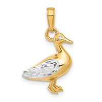 14K and White Rhodium D/C 3D Duck Pendant-C4901