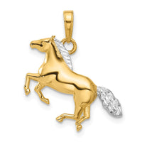 14K and White Rhodium D/C 3D Horse Pendant-C4902