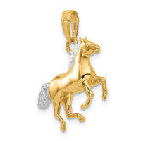 14K and White Rhodium D/C 3D Horse Pendant-C4902