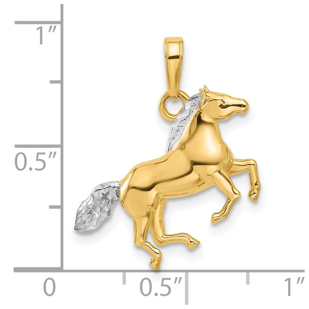 14K and White Rhodium D/C 3D Horse Pendant-C4902