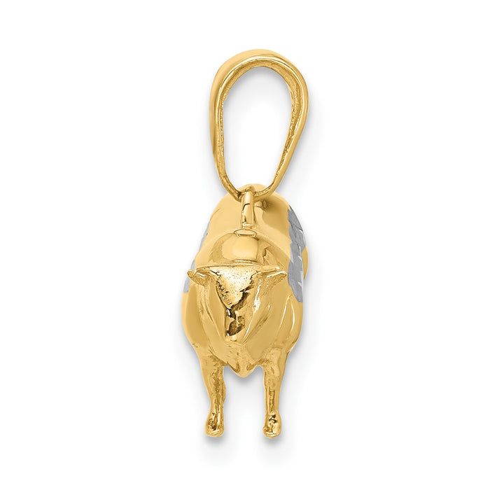 14k and White Rhodium D/C 3D Bull Pendant-C4903