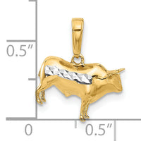 14k and White Rhodium D/C 3D Bull Pendant-C4903