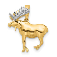 14K and White Rhodium D/C 3D Moose Pendant-C4904