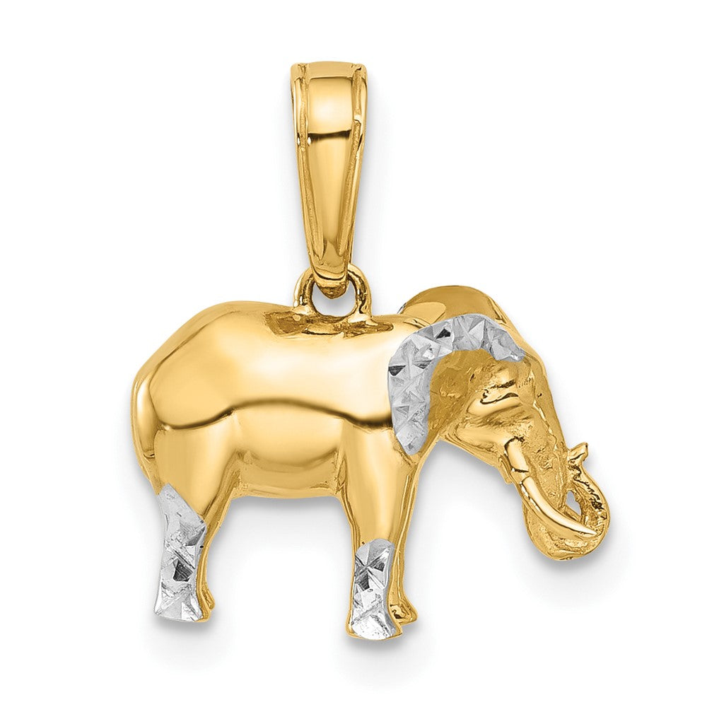 14k and White Rhodium D/C 3D Elephant Pendant-C4905