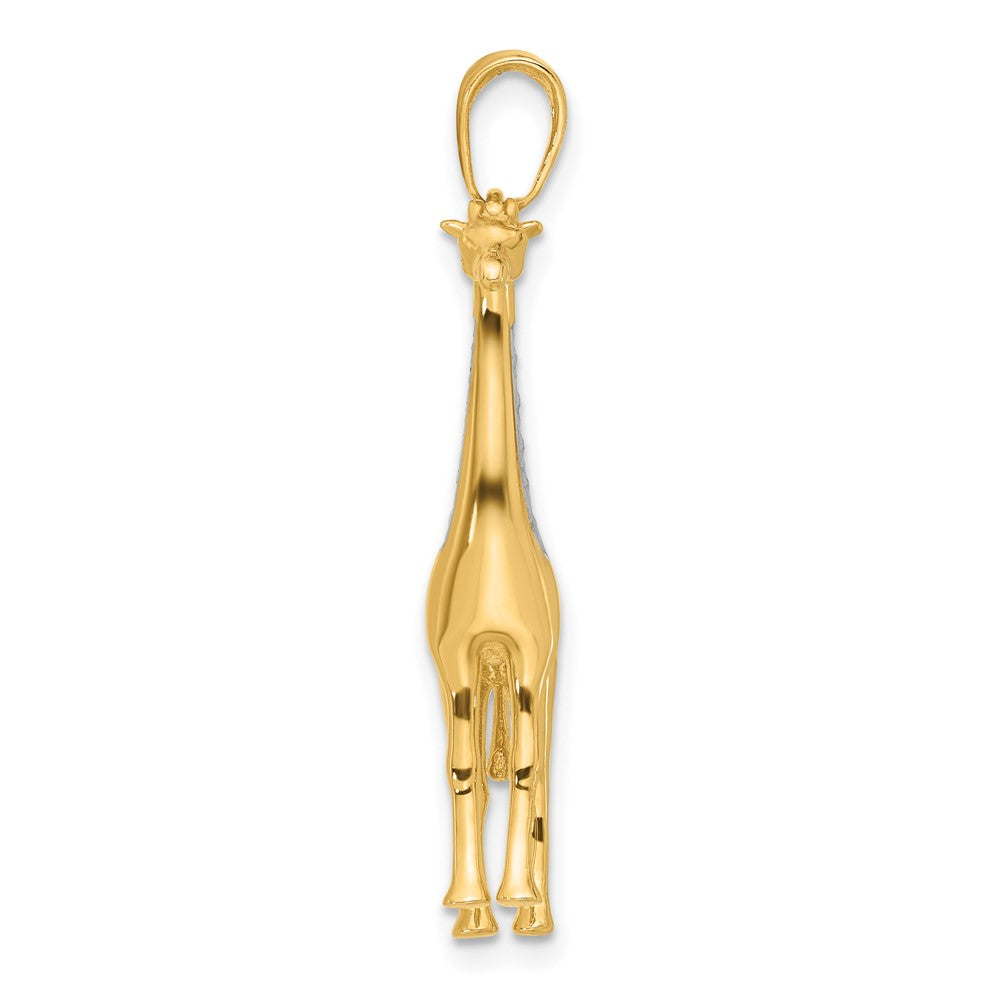 14K and White Rhodium D/C 3D Giraffe Pendant-C4906