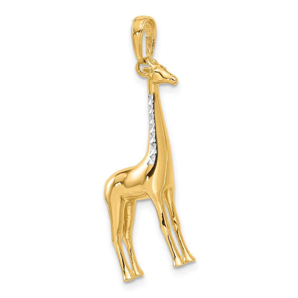 14K and White Rhodium D/C 3D Giraffe Pendant-C4906