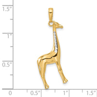 14K and White Rhodium D/C 3D Giraffe Pendant-C4906