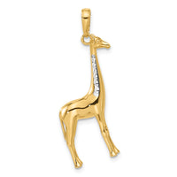 14K and White Rhodium D/C 3D Giraffe Pendant-C4906