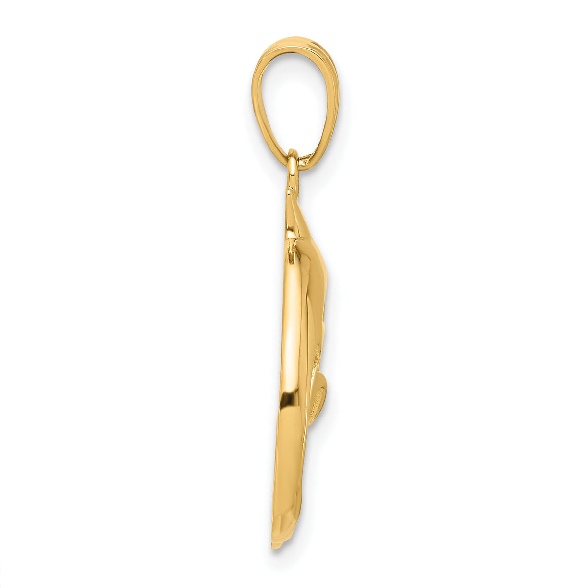 14K Polished Cut Out Dolphin Pendant-C4910