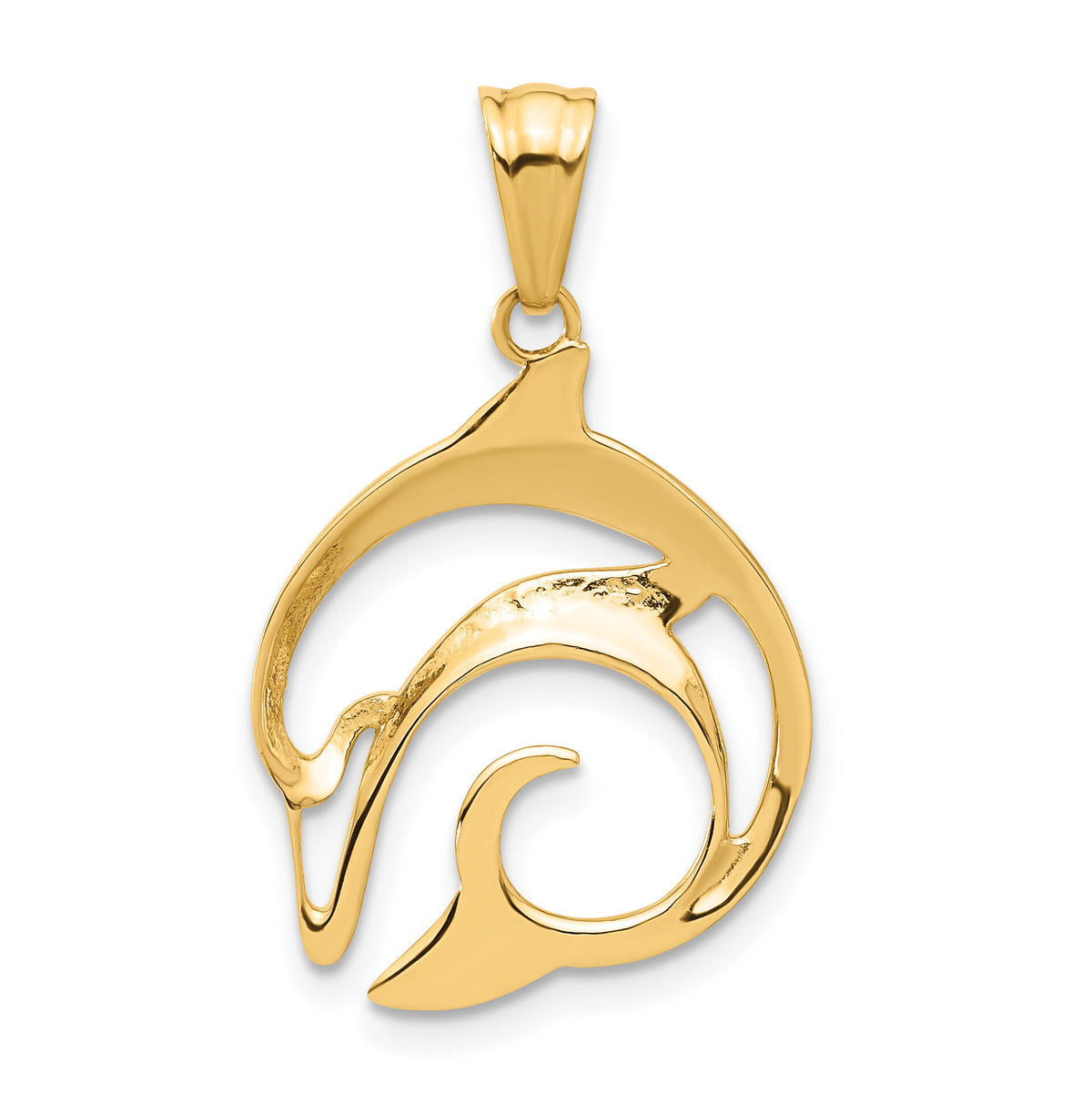 14K Polished Cut Out Dolphin Pendant-C4910
