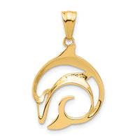 14K Polished Cut Out Dolphin Pendant-C4910