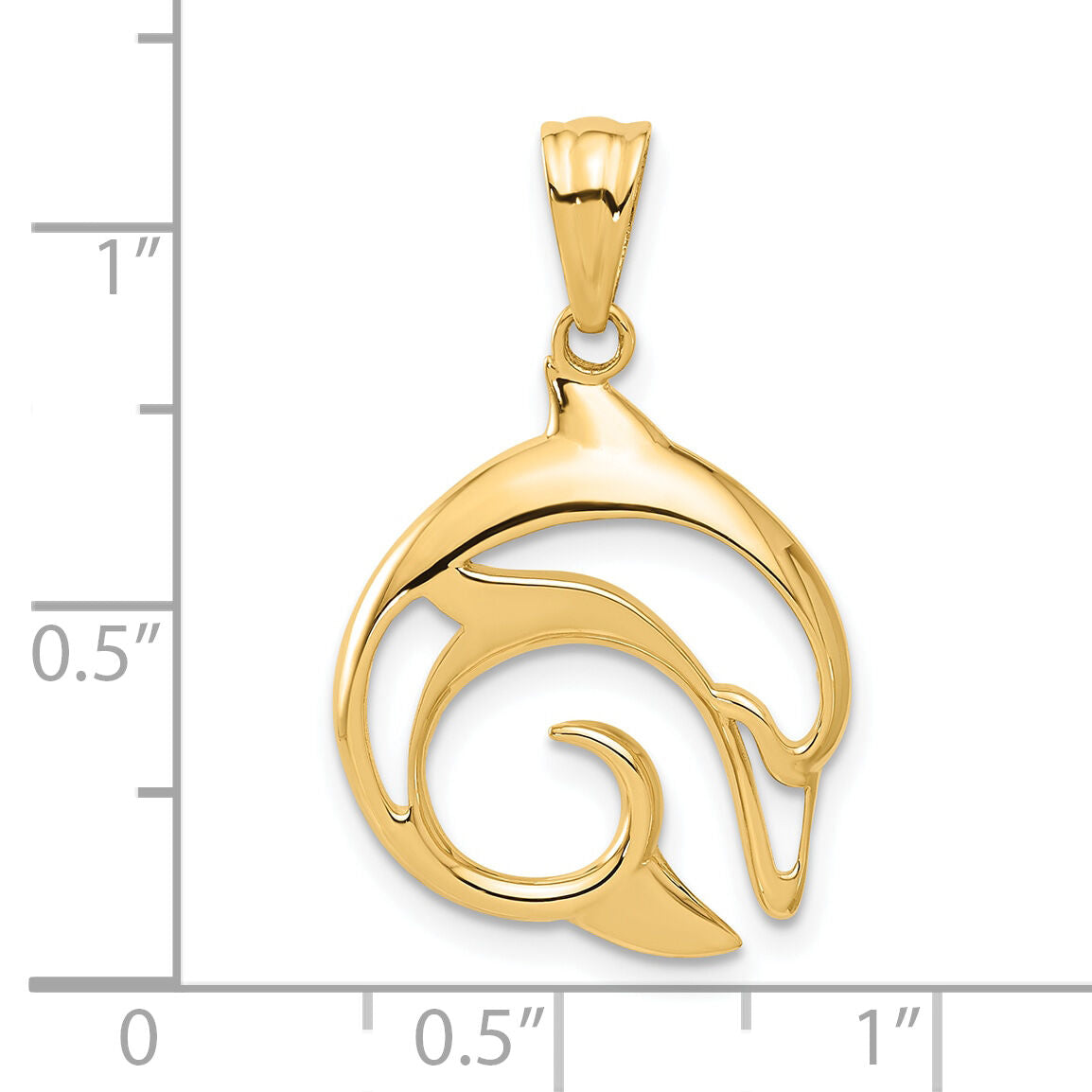 14K Polished Cut Out Dolphin Pendant-C4910
