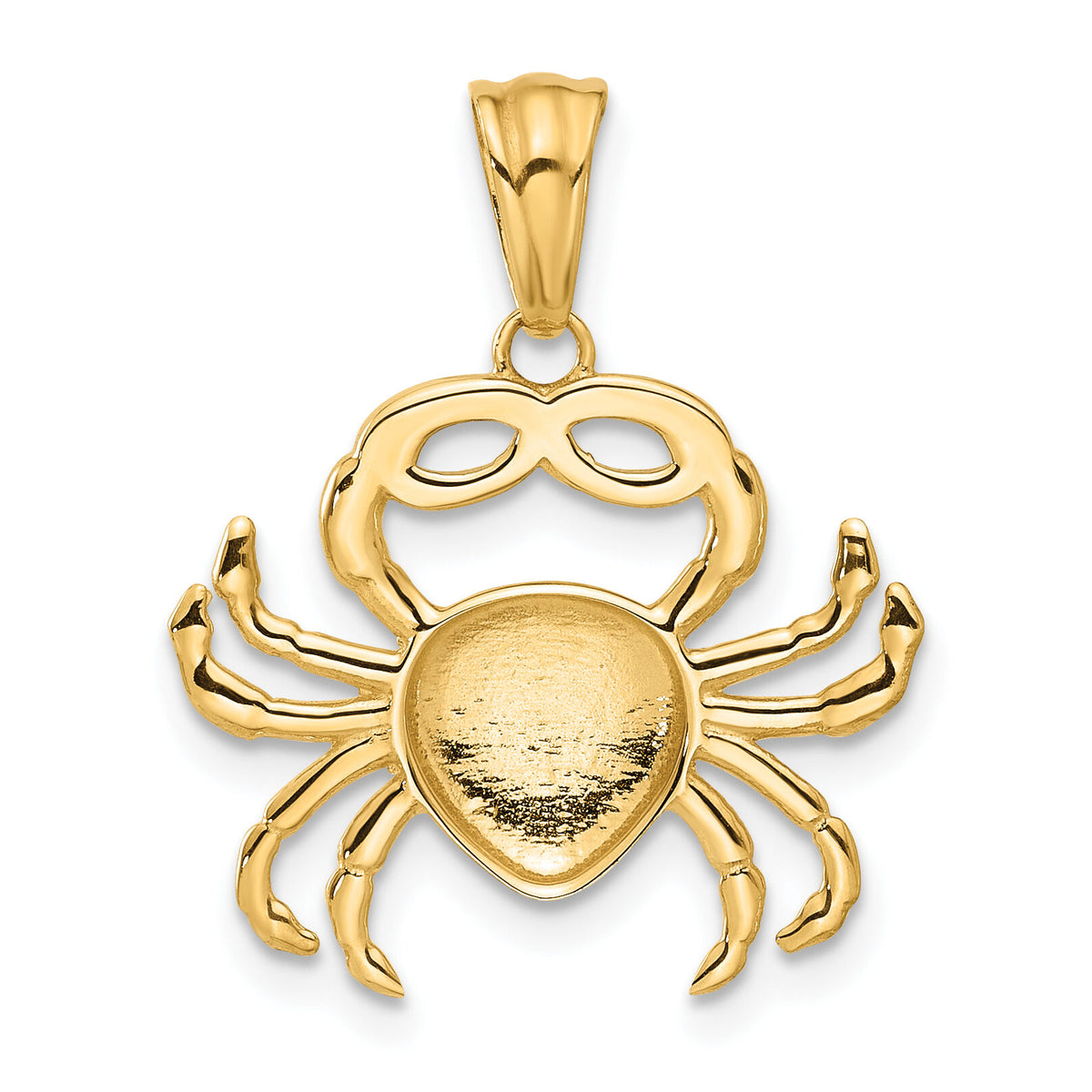 14K with White Rhodium Polished and Diamond Cut Crab Pendant-C4911