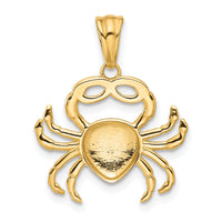 14K with White Rhodium Polished and Diamond Cut Crab Pendant-C4911
