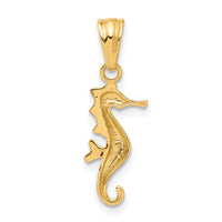 14K with White Rhodium Polished and Diamond Cut Seahorse Pendant-C4912