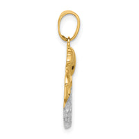 14K with White Rhodium Diamond Cut Mermaid Pendant-C4916