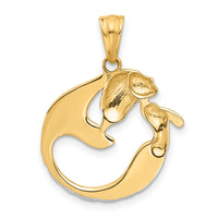 14K with White Rhodium Diamond Cut Mermaid Pendant-C4916