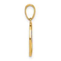 14K with White Rhodium Ocean and Palm Tree Round Pendant-C4918