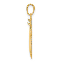 14K and White Rhodium D/C 3D Surfboard Pendant-C4919