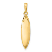 14K and White Rhodium D/C 3D Surfboard Pendant-C4919