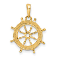 14k and White Rhodium D/C Ship's Wheel Pendant-C4921