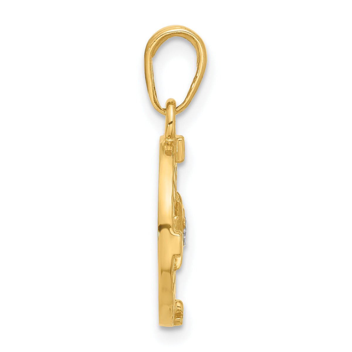 14k and White Rhodium D/C Compass Pendant-C4922