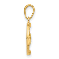 14k and White Rhodium D/C Compass Pendant-C4922