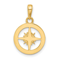 14k and White Rhodium D/C Compass Pendant-C4922
