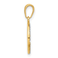 14k and White Rhodium D/C Compass Pendant-C4923