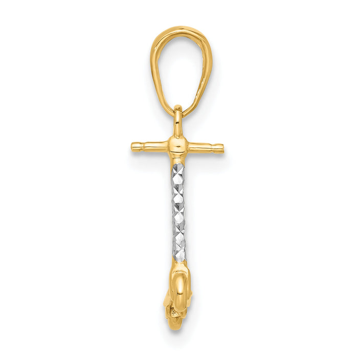 14K and White Rhodium D/C 3D Scooter Pendant-C4925