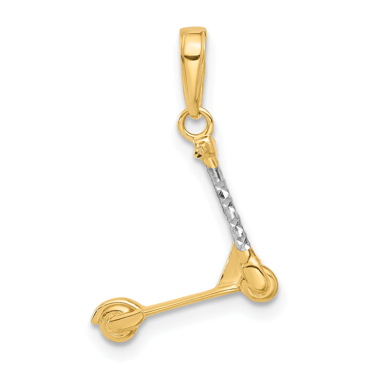 14K and White Rhodium D/C 3D Scooter Pendant-C4925