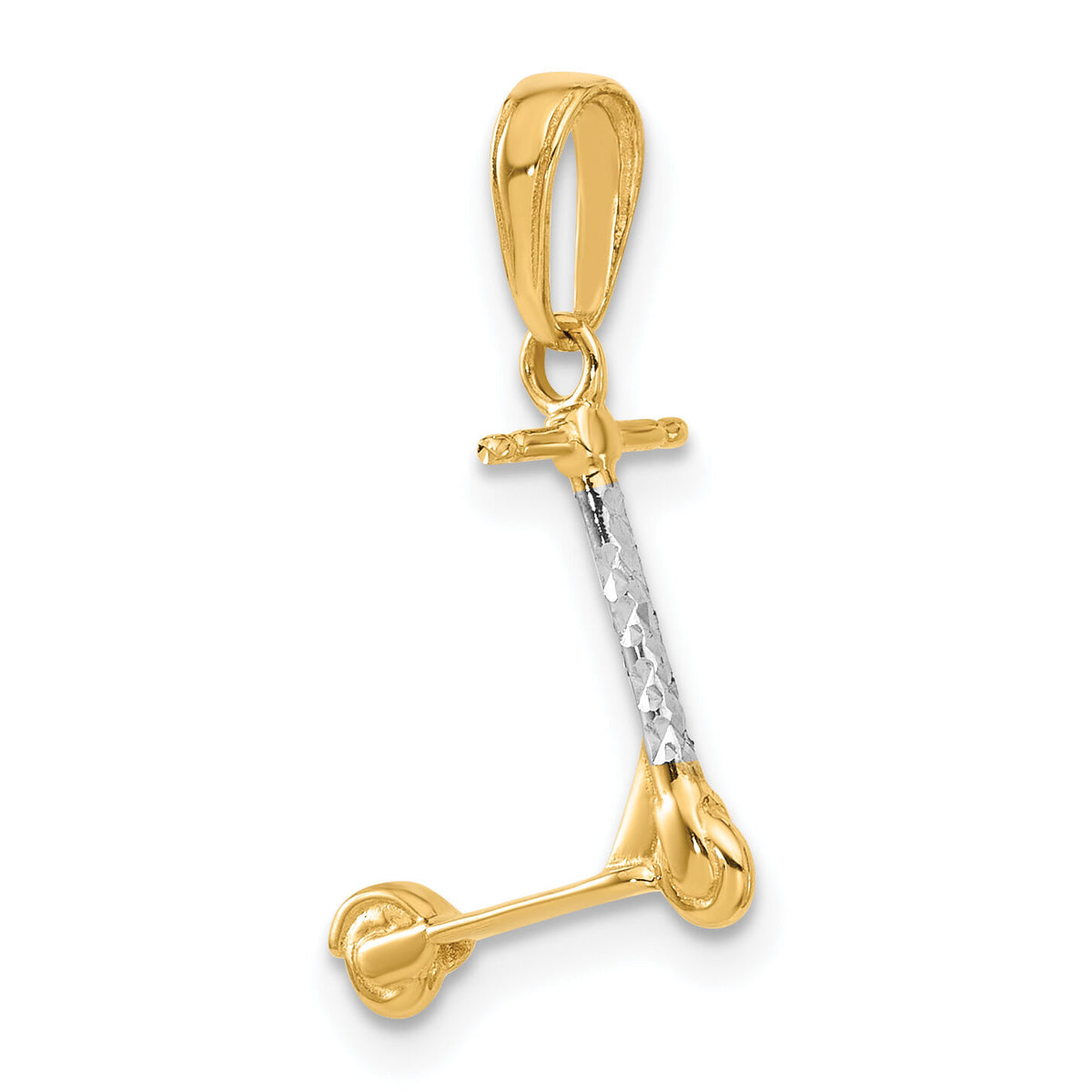 14K and White Rhodium D/C 3D Scooter Pendant-C4925