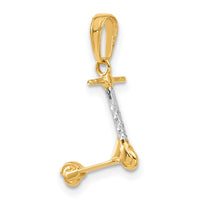 14K and White Rhodium D/C 3D Scooter Pendant-C4925