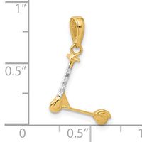 14K and White Rhodium D/C 3D Scooter Pendant-C4925