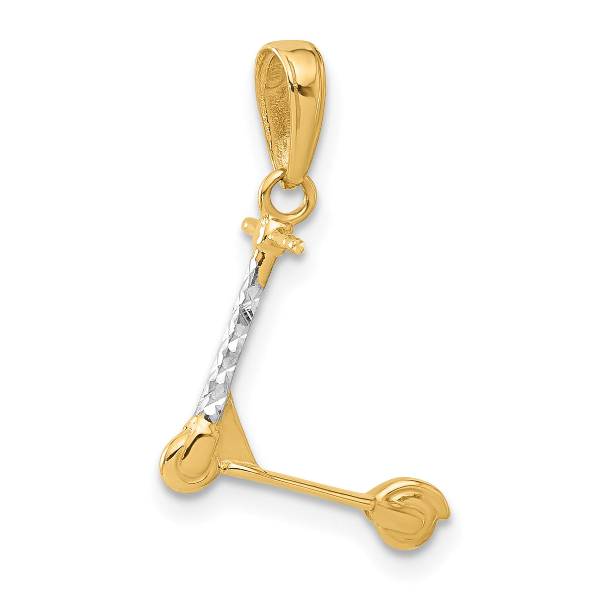 14K and White Rhodium D/C 3D Scooter Pendant-C4925