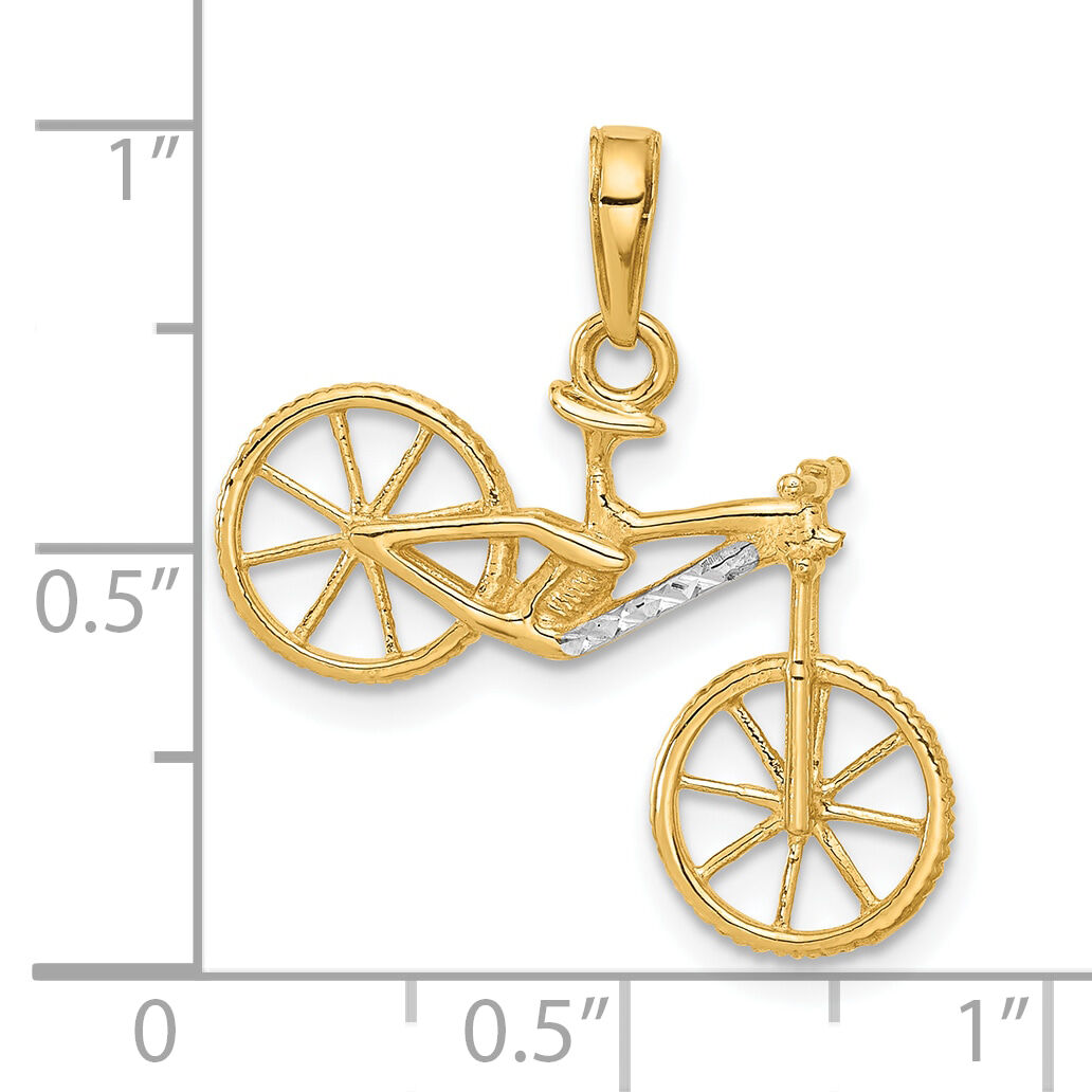 14k and White Rhodium D/C 3D Bicycle Pendant-C4926