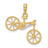 14k and White Rhodium D/C 3D Bicycle Pendant-C4926