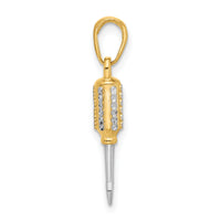 14K and White Rhodium D/C 3D Flathead Screwdriver Pendant-C4928