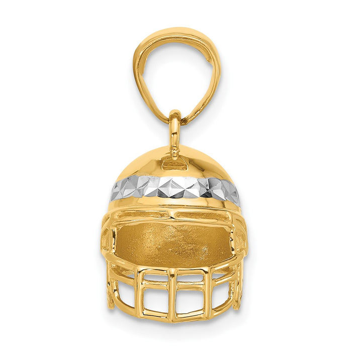 14k and White Rhodium D/C 3D Football Helmet Pendant-C4929